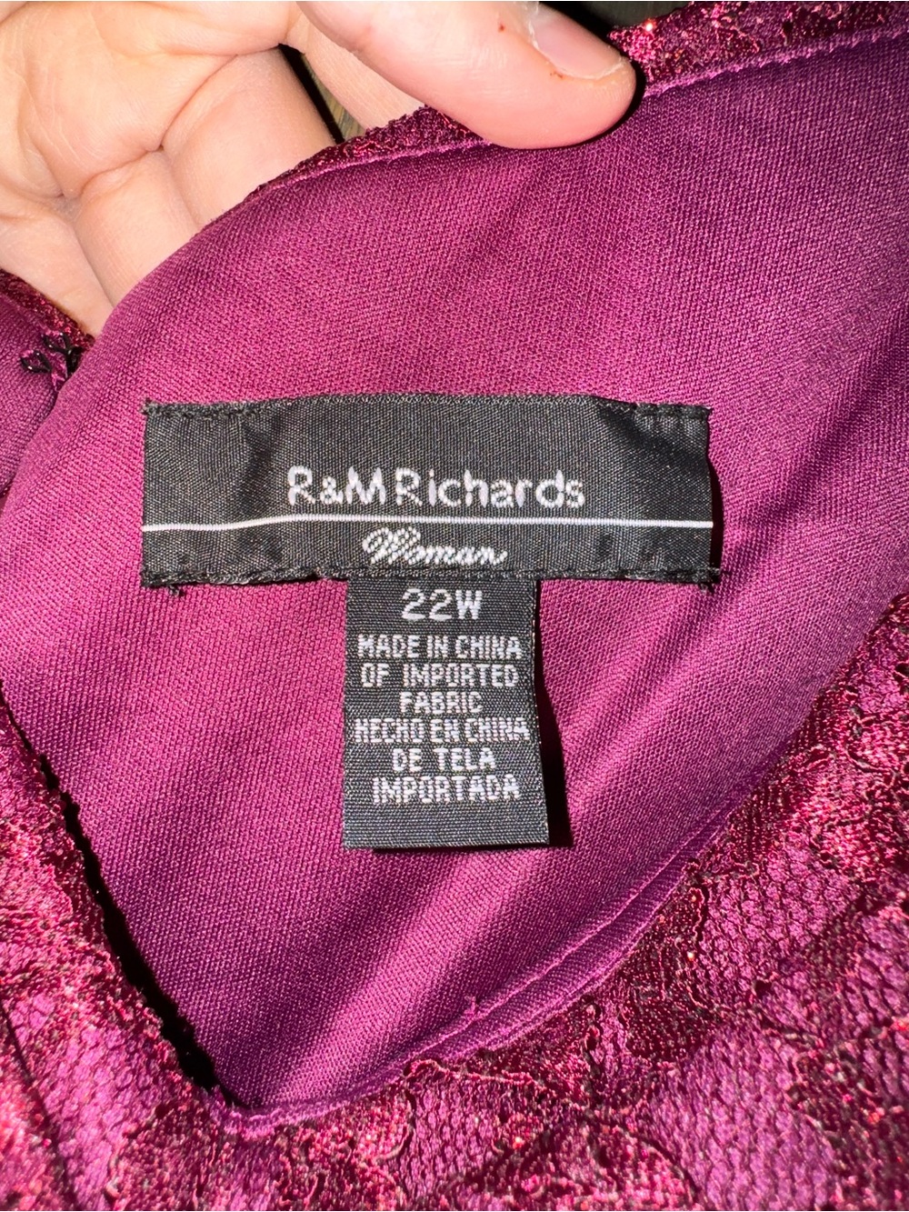 R&M Richards Strapless Burgundy Lace Evening Gown - Picture 4 of 4